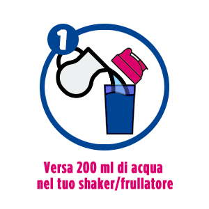 Versa 200ml di acqua nel tuo shaker / frullatore