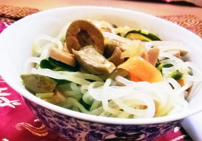 Shirataki con verdure estive, funghi champignon e olive!