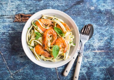 Linguine con gamberoni