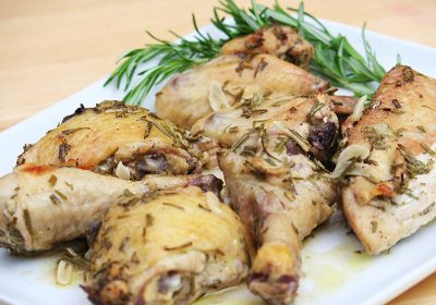 Pollo marinato con verdure