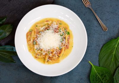 Cavatelli con crema di zucca e mandorle