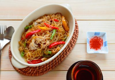 Shirataki con merluzzo e pomodoro