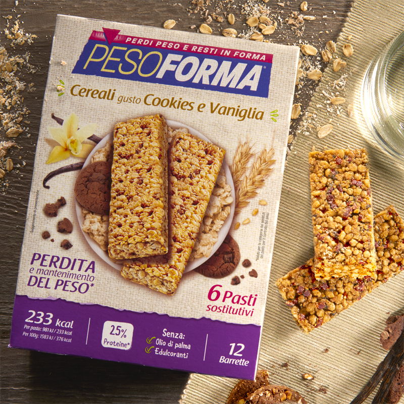 Barrette cereali gusto cookies e vaniglia - Pesoforma