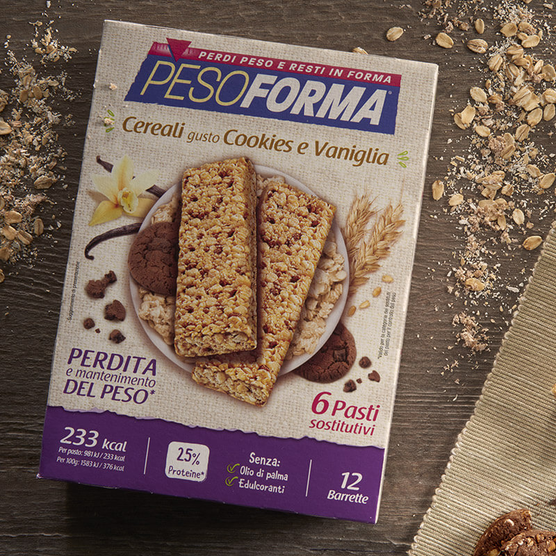 Barrette cereali gusto cookies e vaniglia - Pesoforma