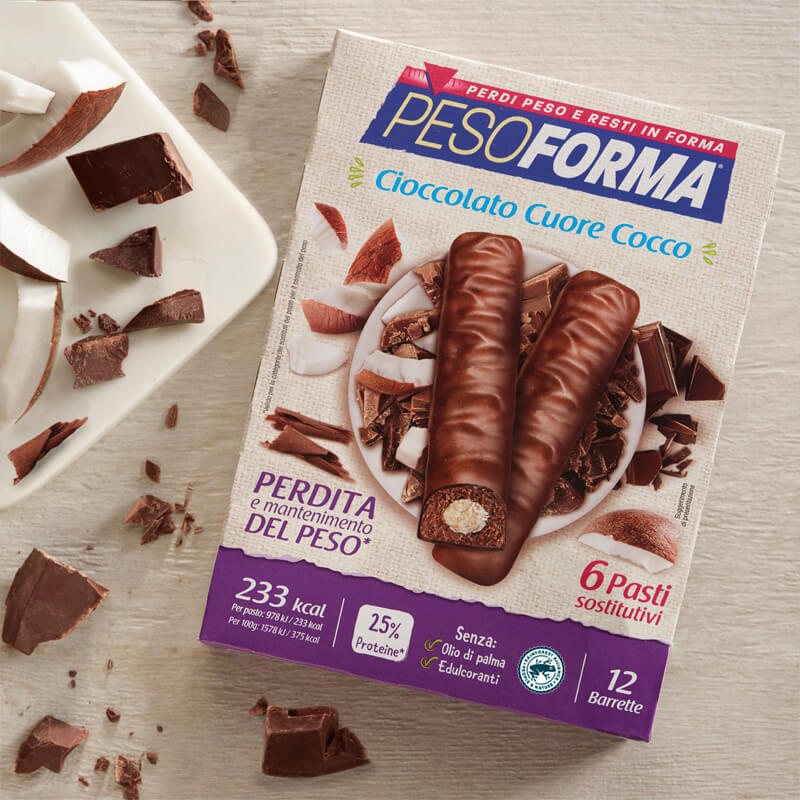Barrette al Cioccolato Cuore Cocco - Pesoforma