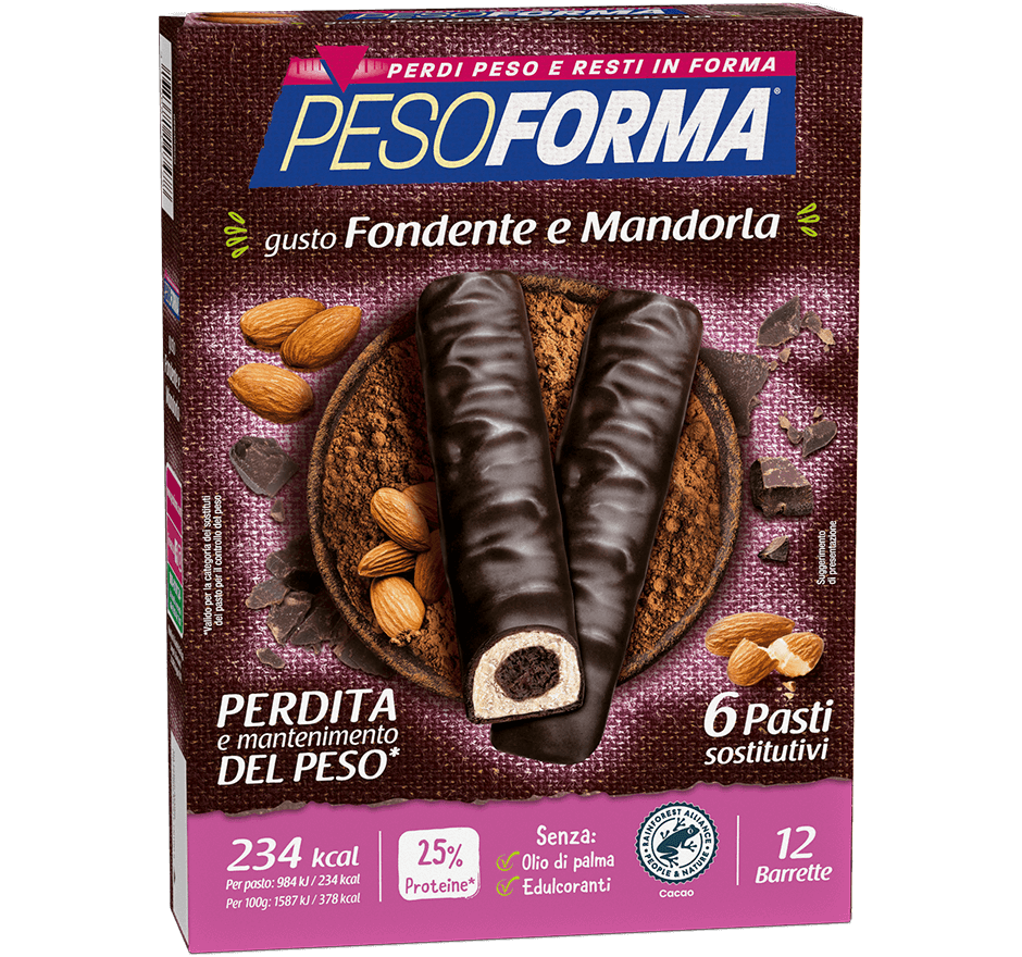 Barrette al Cioccolato Fondente e Mandorla - Pesoforma