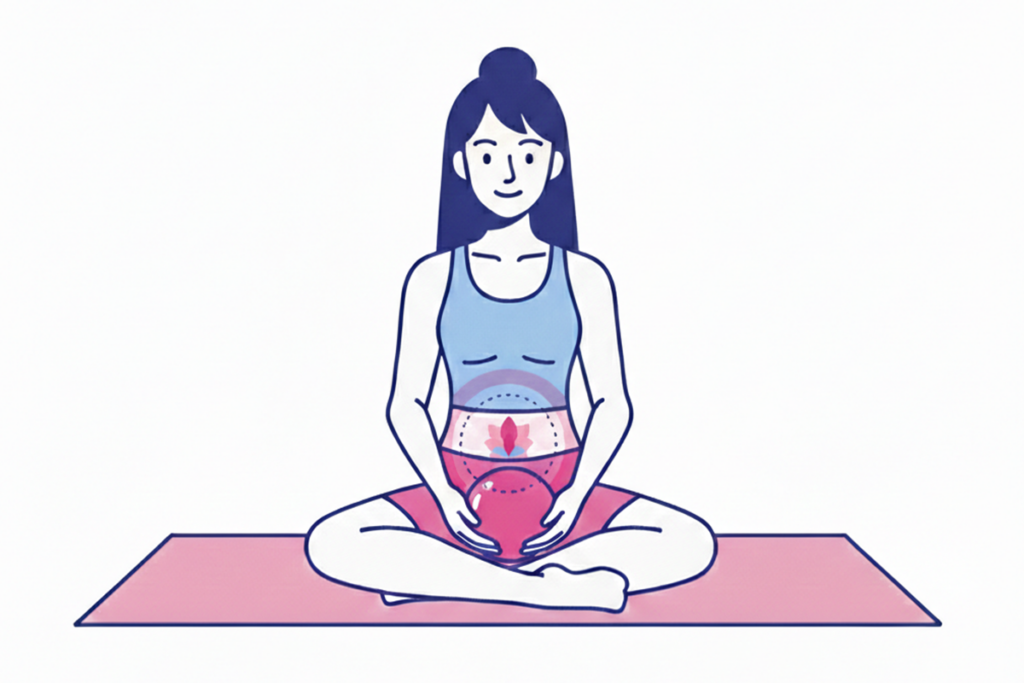 Esercizio per rinforzare il pavimento pelvico con pallina