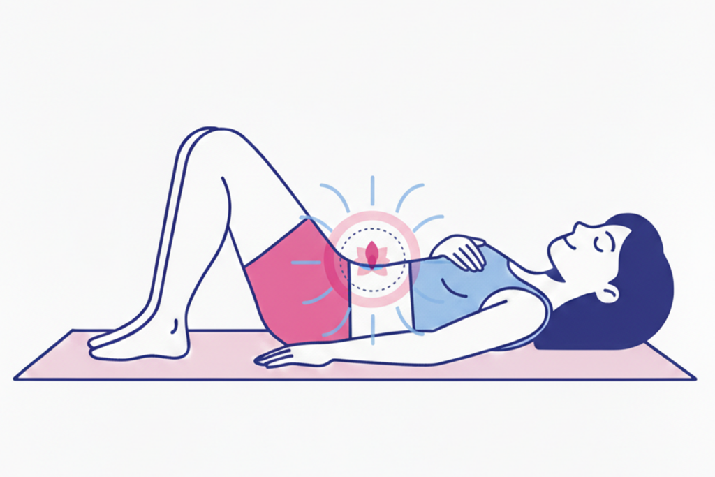 Respirazione diaframmatica con attivazione del pavimento pelvico donna